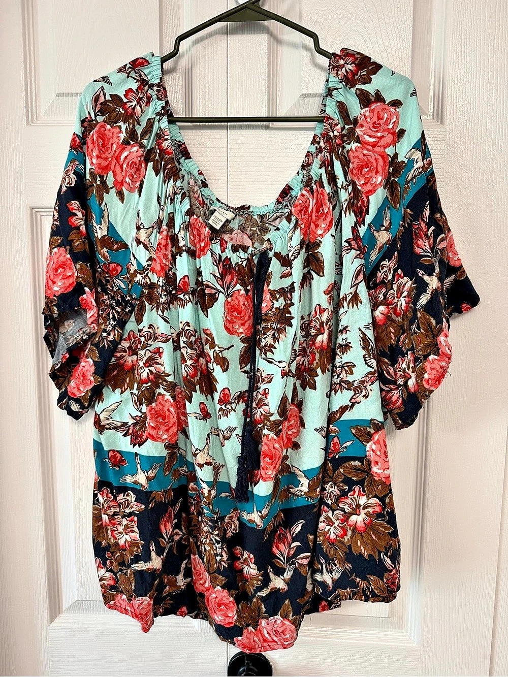 Est. 1946 Floral Blouse in Blues & Red
